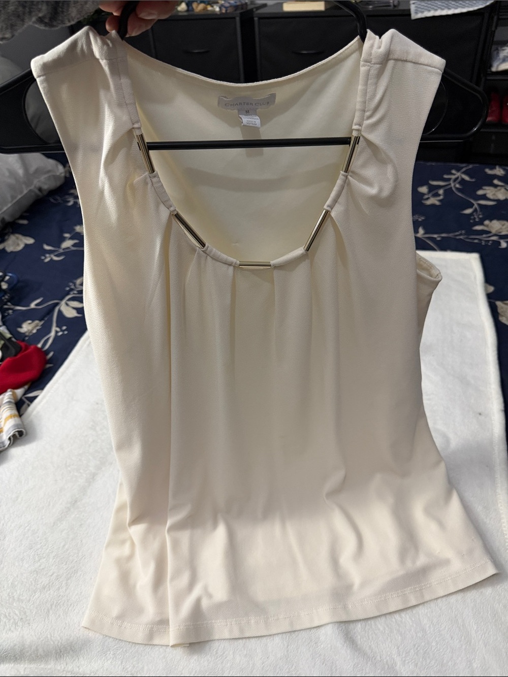 Charter Club Cream Sleeveless Necklace-Detail Shell